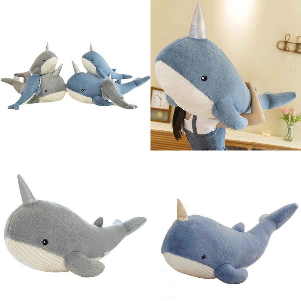 Cute Whale Plush Toy Pillow For Girls Soft And Cozy Stuffed Animal Doll For Bedtime Leg Support Grey
