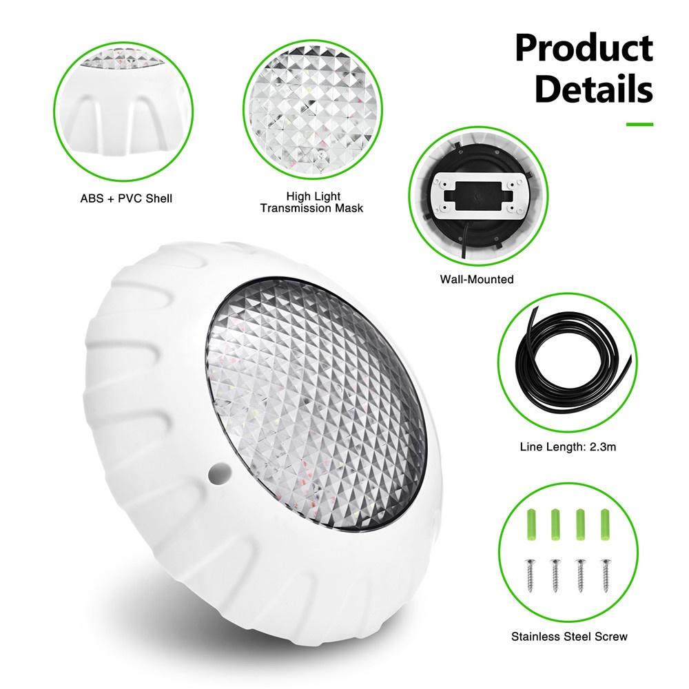 38 Вт RGB светодиодный светильник для бассейна, светодиодный IP68, водонепроницаемый подводный светильник, AC/DC 12 В, светильник для пруда, светодиодный прожектор для бассейна