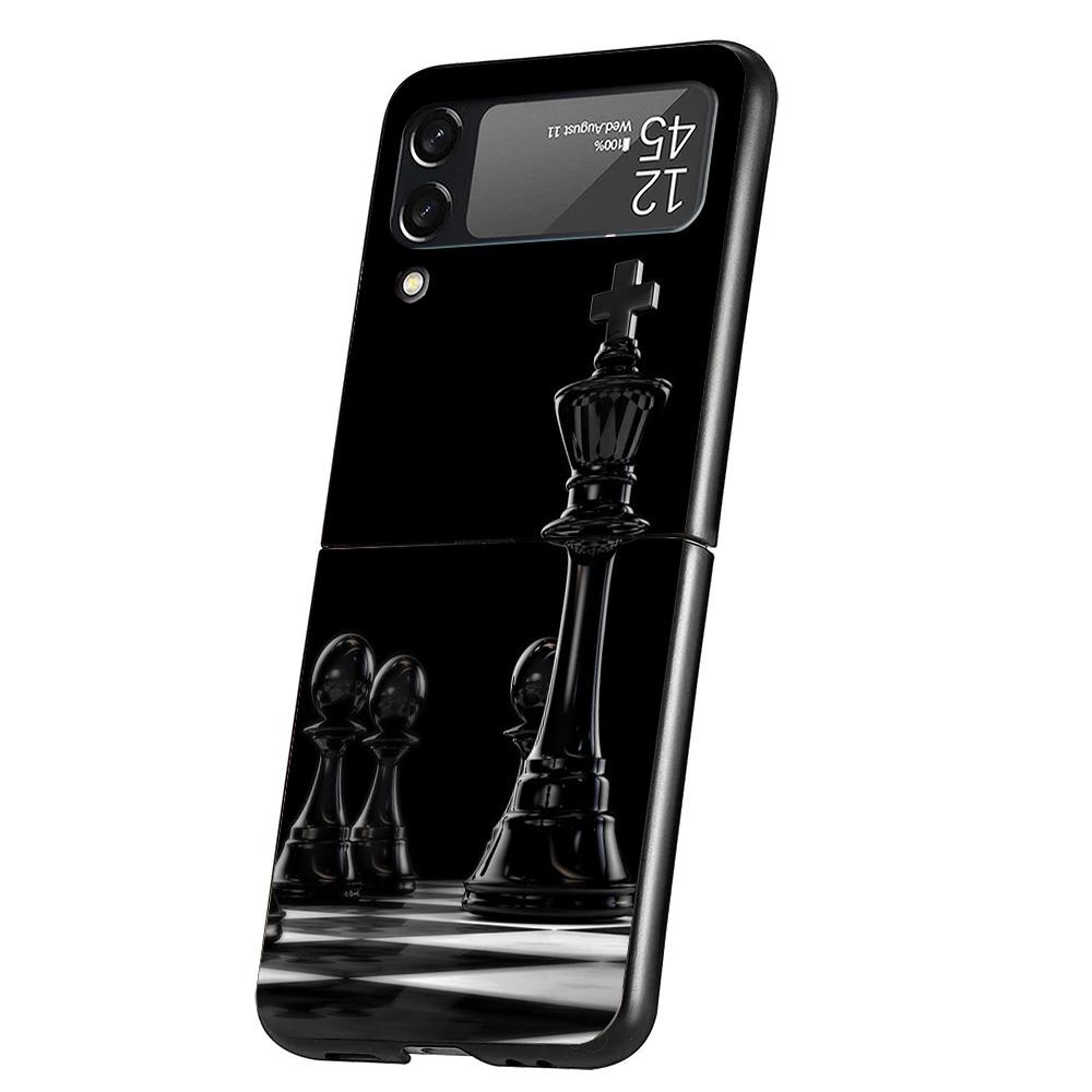 Competitive Chess Game Cover Phone Case For Samsung Galaxy Z Flip 7 6 5 4 3 5G Flip7 Flip6 Flip5 Flip4 Flip3 Black Fundas Shell
