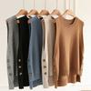 O Neck Fashion Sleeveless Women Knitted Sweater Vest Autumn and Winter Loose Simple New Office Tank Top Elegant Buttons Simple Clothing