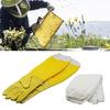 1 Pair Beekeeping Gloves Breathable Puncture Resistance Anti-bee Faux Sheepskin Long Mesh Anti-bee Sting Gloves Working