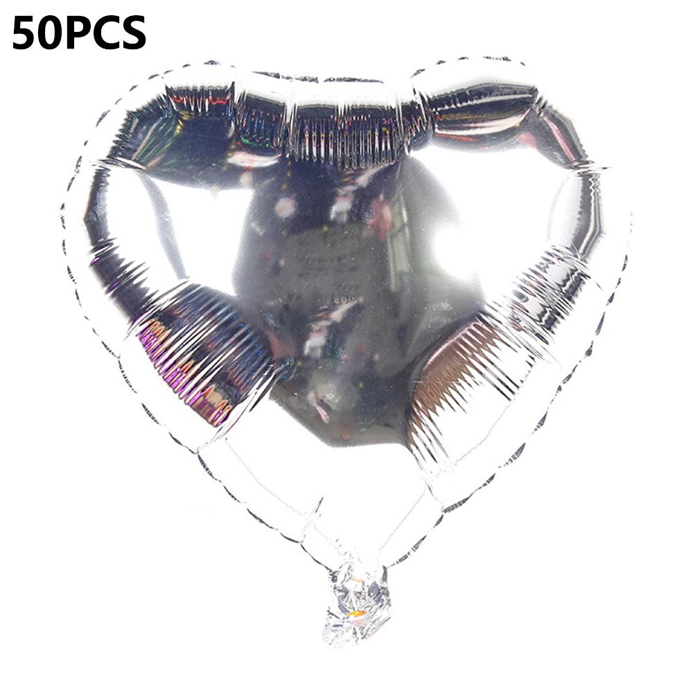 PJ-Q11 50Pcs 44cm Colorful Heart Shape Aluminum Foil Balloons Inflatable Balloons for Birth Wedding Birthday