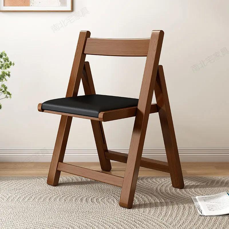 Складной стул из массива дерева - простой складной обеденный стул со спинкой, портативный для кухни, улицы и небольших помещений, мебель.