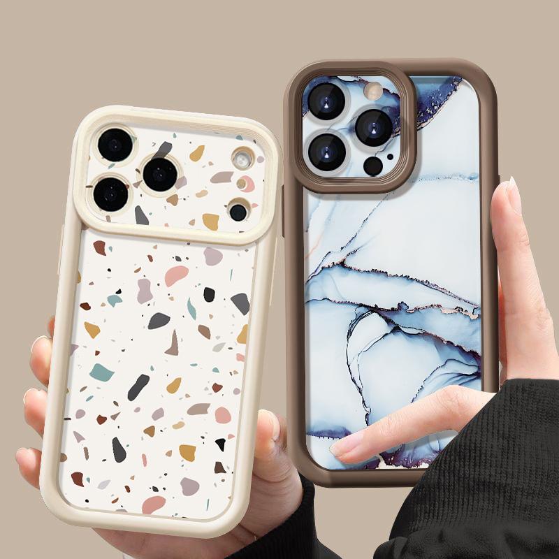 Геометрический мраморный чехол для iPhone 17 Pro Max Чехол iPhone 16 15 14 13 Pro Max 11 17e 16e Ударопрочный бампер Мягкий силиконовый чехол для телефона Чехлы