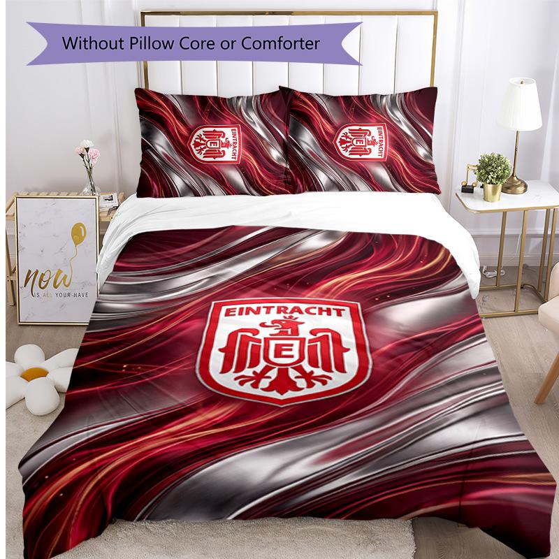 Eintracht Frankfurt Football Printed 3 Pieces Bedding Set, Comfortable Skin Friendly Bedroom Duvet Cover Set