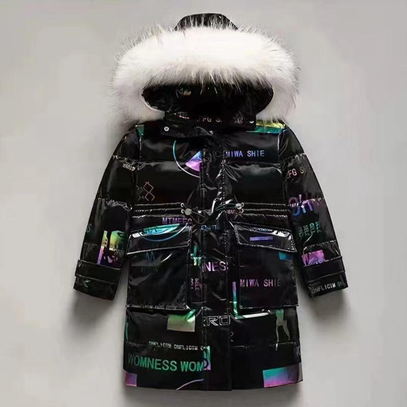 Winter Down Cotton Jacket Girls Waterproof Hooded Coat Girls' Down Cotton Jacket Waterproof Hooded Coat Children Outerwear Clothing Teenage Clothes