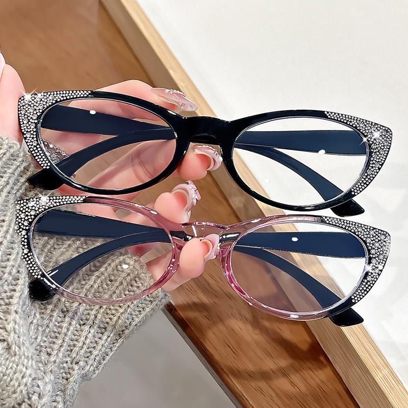 Модные очки для чтения, инкрустированные бриллиантами, и очки для чтения с высоким разрешением «кошачий глаз» для женщин среднего и пожилого возраста