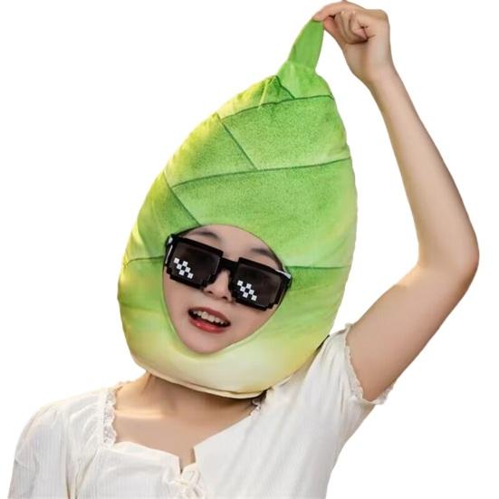Фото-капюшон Яркий Цветной Фрукты Еда Форма Мягкий Плюшевый Головной Убор Отверстие для Лица Особенность Интернет-знаменитость Костюм Вечеринка Реквизит