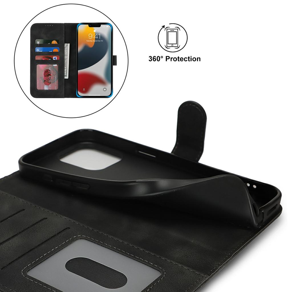 Для iPhone 13 Pro Чехол-кошелек Двойной сложенный край Кожа на ощупь ПУ кожа Флип-чехол для телефона