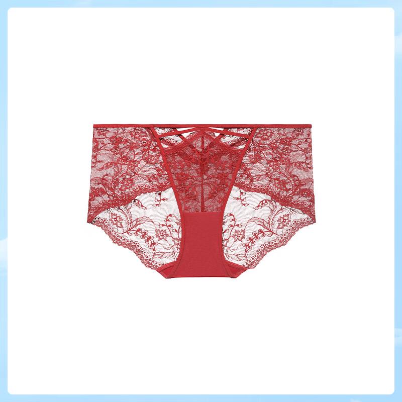 Maniform Women's Sexy Lace Antibacterial Seamless Mid-Low Waist Briefs