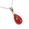Blood Red Coral Pendant Necklace Drop K18 Yellow Gold Undyed