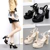 High Heels Sandals, Thick Heels, Waterproof Platform, Versatile, Summer Soft Leather, Comfortable and Height Increasing Women's Shoes