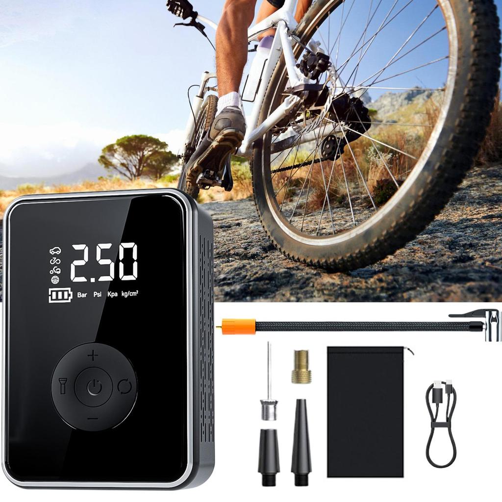 Автомобильный насос для накачивания с цифровым дисплеем, беспроводной инфлятор с подсветкой, аккумуляторный электрический воздушный насос с автоматическим отключением