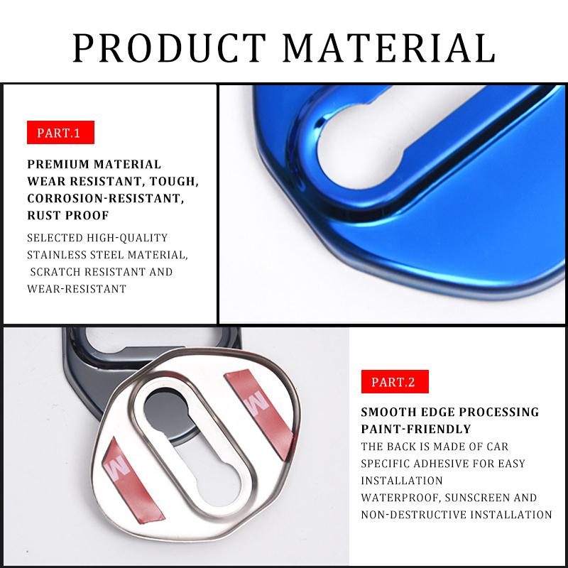 bsqrw5 For Toyota 4Pcs Stainless Steel Car Door Lock Cover Case Stickers Accessories GR sport Hilux Aygo TDR Yaris Corolla Rav4 CHR