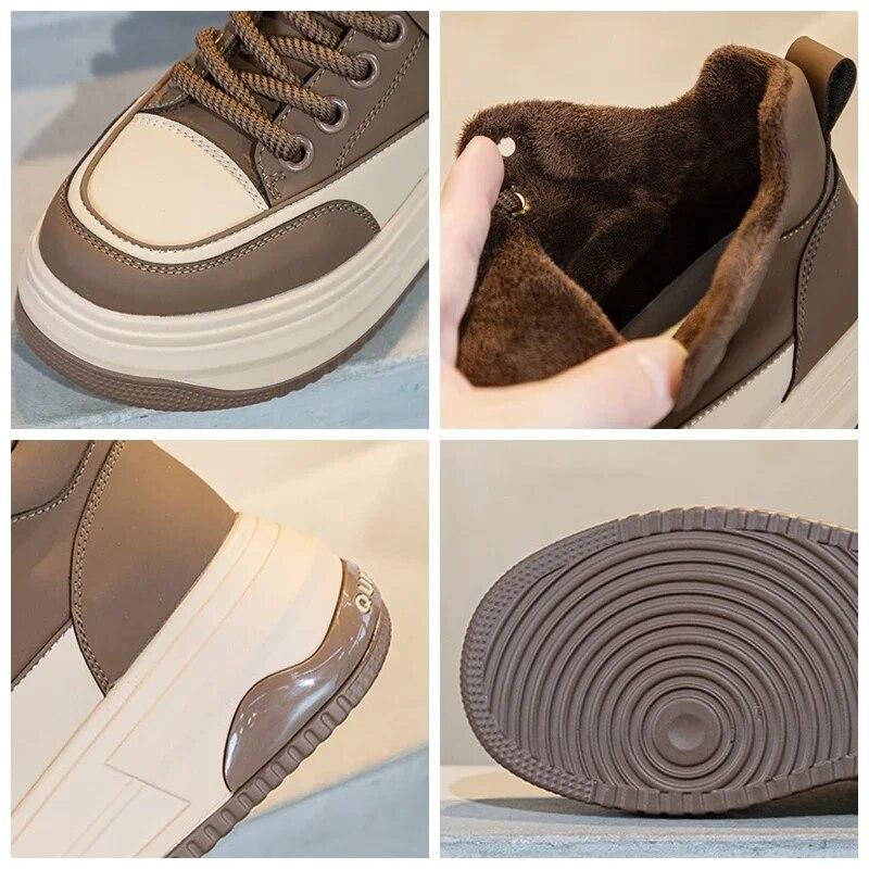 Fujin/7 см прочные мотоциклетные весенние осенние мотоциклетные кроссовки из натуральной кожи в британском стиле на плоской подошве на массивной подошве, женские туфли на платформе, ботинки на танкетке