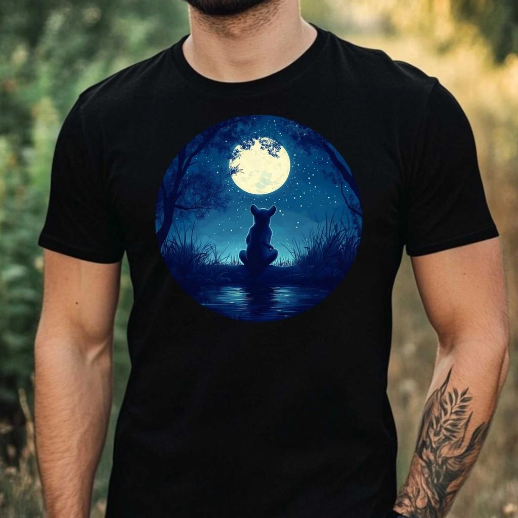 T-Shirt Herren Känguru im Mondlicht Motiv Baumwolle Größe XS bis 5XL