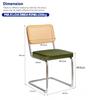 Set of 2 Dining Chairs, Cantilever Chair with Chrome Steel Frame, Rattan Back & Velvet Seat, Mid Century Style for Dining Kitchen Living Room