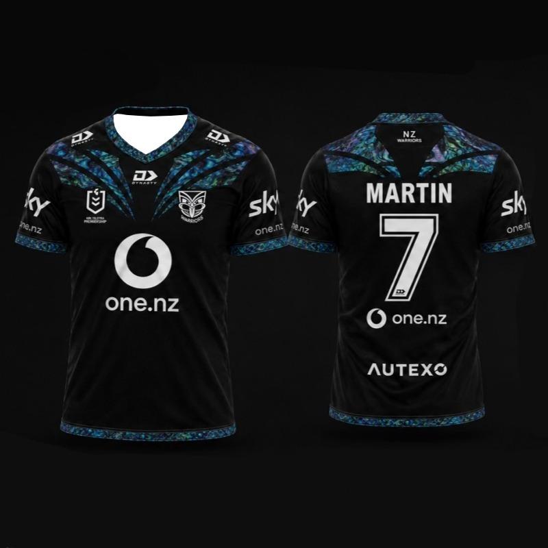 Семейный matching Новая унисекс футболка с принтом Aotearoa NZ Warriors Martin 7, перламутровым узором из ракушек Paua, в tribal стиле, оверсайз, мерч