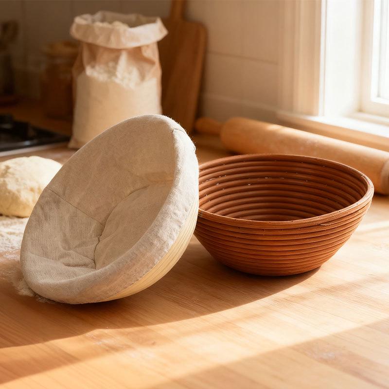 Моющаяся плетеная корзина для расстойки хлеба из ротанга — в европейском стиле.