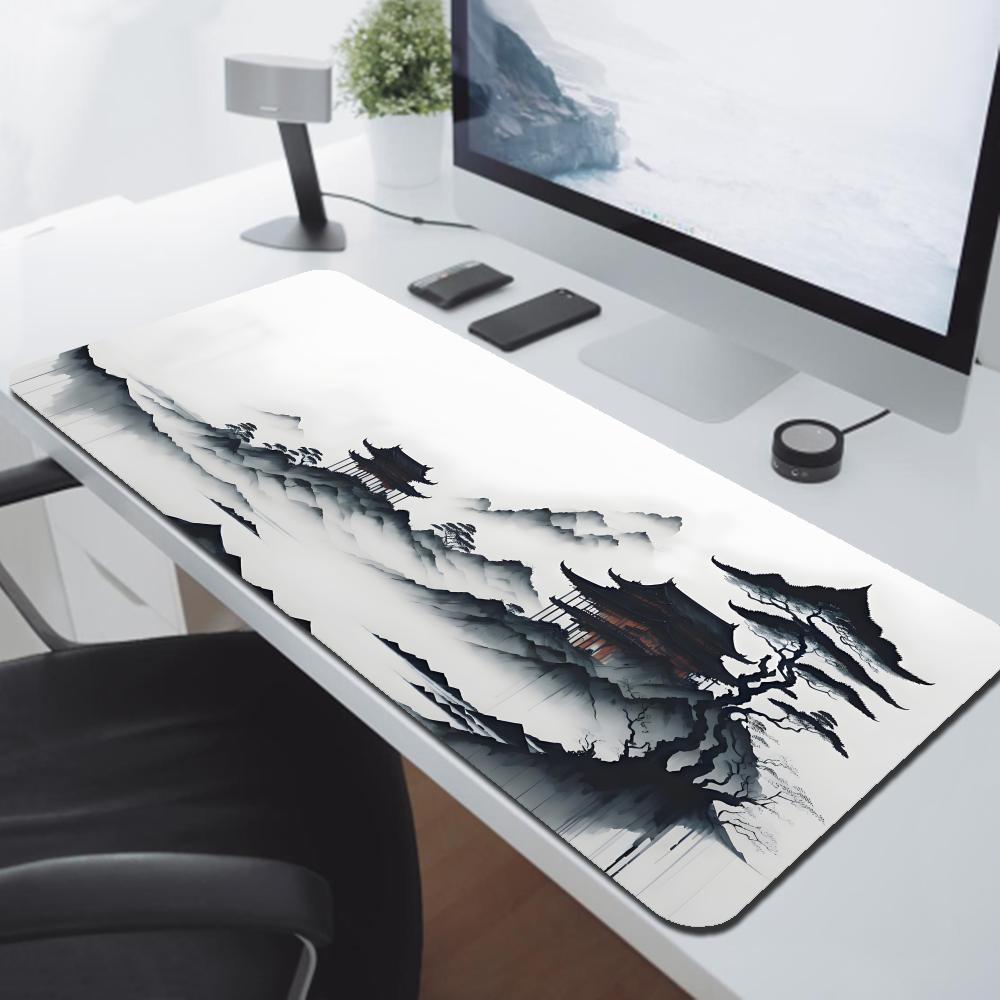 Ink landscape painting Desk Mat Gamer Mousepads Large Custom HD Company Mouse Pad x Office Desk Pads Chinese Style Mouse