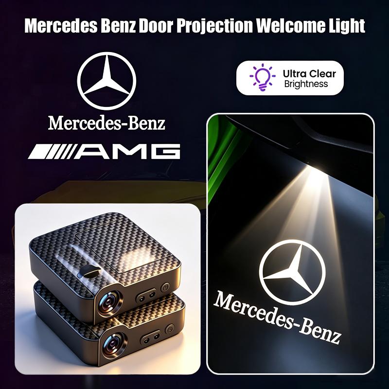 Car Door Welcome Lamp HD LED Emblem Projector Lights Tire Valve For Mercedes Benz AMG W203 W205 W206 W211 W220 W212 W201 GLE GLC CA1