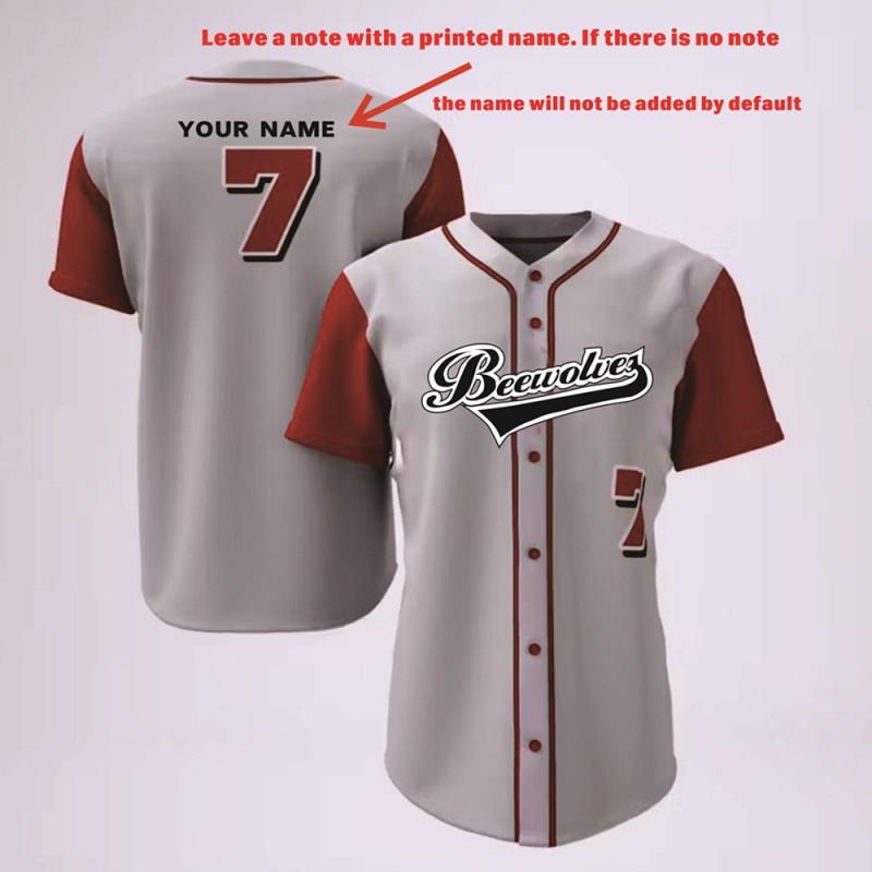 Mens Baseball Jersey Outdoor Casual Sports Shirt Custom Name Print Loose Fit