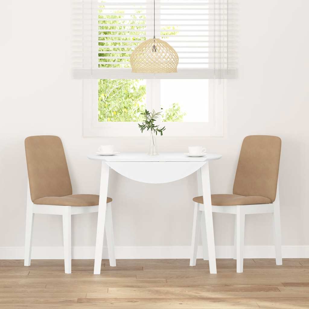Dining Chairs with Cushions 2 pcs White Solid Rubberwood