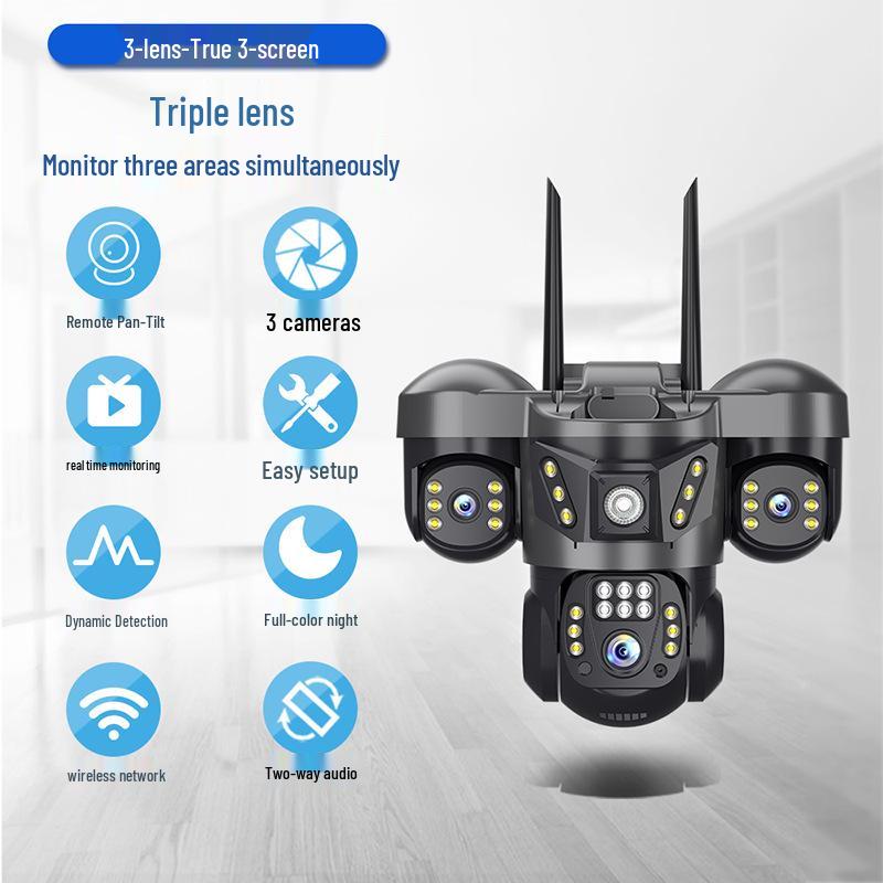 V380pro 4G Трехлинзовая 360° Домашняя купольная камера видеонаблюдения