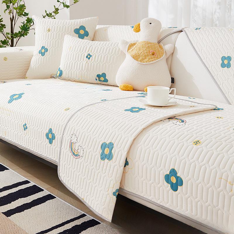 Sofa Cushion Summer Mat Ice Silk Non-Slip Fresh Living Room Combination Sofa Cover All-Inclusive Summer Style Full Covered