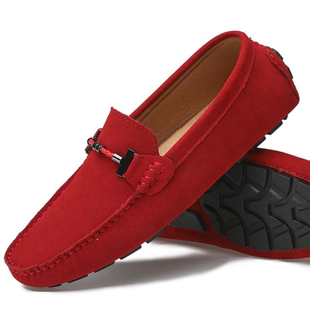 Винно-красные лоферы, мужские повседневные лоферы на плоской подошве, модные трендовые мокасины, обувь без шнуровки для вождения, натуральная кожа, большой размер 38-49