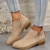 Large-sized, Thick-heeled, Bare-boot Women's Pointed-toe, Back-zipped Low-heeled Single Shoes