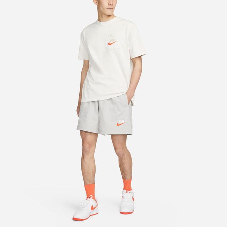 Nike Sportswear Solid Color Logo Micro Mark waterproof Woven Sports Shorts Gray Men's DM5282-012