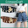 Leather Pu Womens Belt With Hollow Design And Alloy Closure For Casual Attire