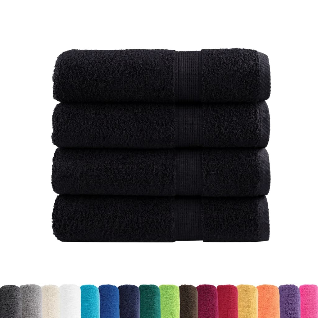 Premium Towels SOLUND 4 pcs Black 50x100 cm 600 g m²