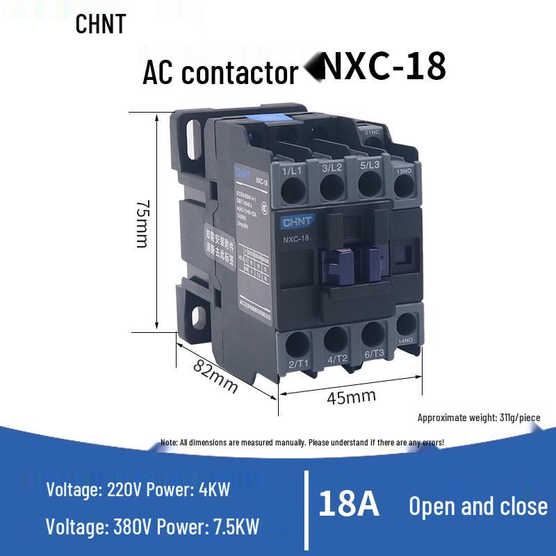 Контактор переменного тока Chint серии CJX2 65А, 220В/380В, диапазон 09-40А
