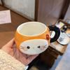 Кружка с кошкой, с крышкой и ложкой, высокая ценность, стиль Ins, парная кружка, керамическая кружка для питья, подарок на день рождения для девочки