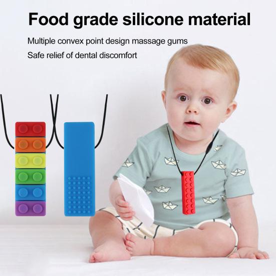 Детская молярная палочка пищевой силиконовый радужный строительный блок со шнуром предотвращает проглатывание