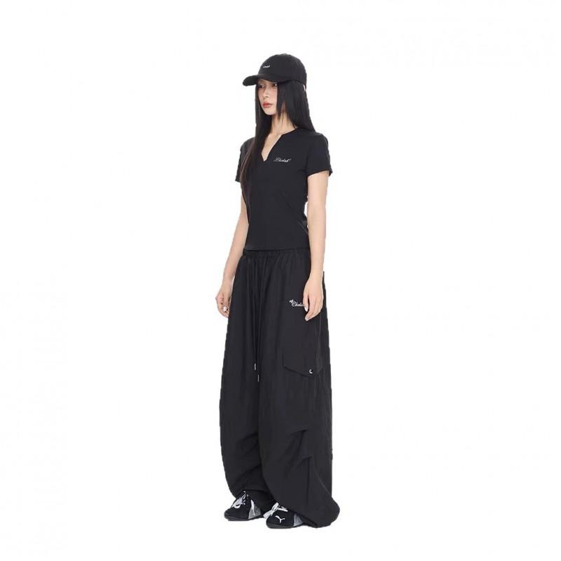 Womens Wide Leg Streetwear Pants High Waist Loose Fit Jazz Dance Trousers Hip Hop Style Cotton Nylon Blend