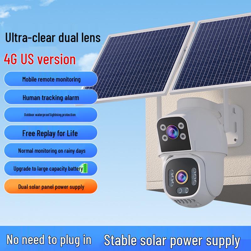 4G Dual Lens Outdoor Waterproof Solar HD Camera with Remote Monitoring