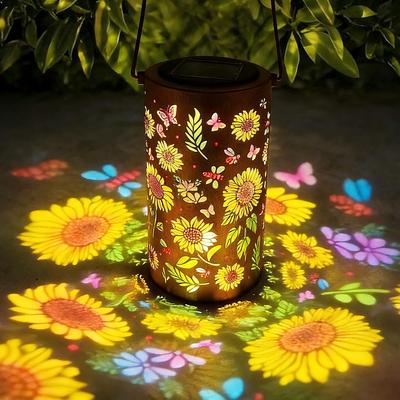 RGB Цветные Солнечные Фонари-Подсолнухи Уличные Водонепроницаемые Портативные Фонари Проекционные Лампы-Подсолнухи для Сада Веранды Газона Декор