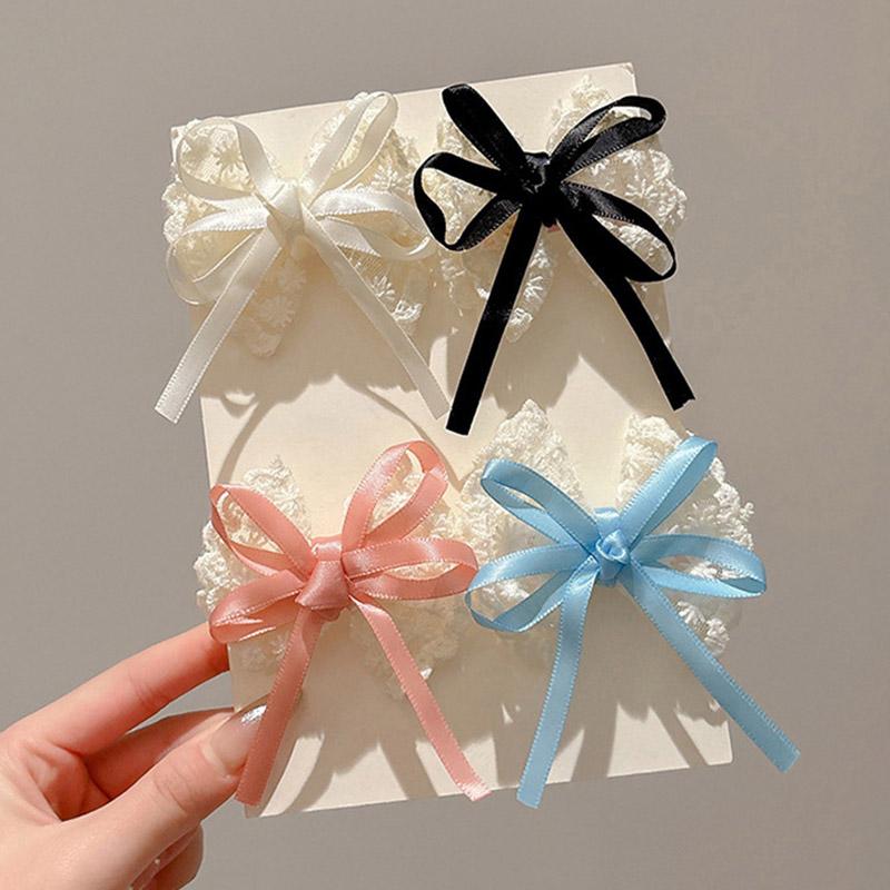 2 шт./компл. кружевные банты детские заколки для волос сладкие ленты для девочек-малышей принцессы шпильки милые аксессуары для волос для девочек сбоку