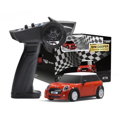 DEERC 1/76 Scale BMW Mini Cooper RC Car, 30 Minutes of Continuous Use, Super Mini Remote Control, Full Proportional Control, 2.4GHz, Technical Approva