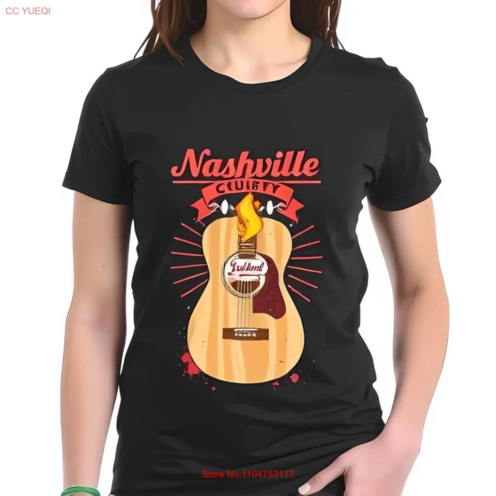 Cotton T Shirt With Cartoon Acoustic Guitar Nashville All Vintage Casual Stylish Breathable Unisex Fashion Streetwear
