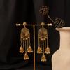 Этнический стиль, стиль для отпуска, геометрические круглые персонализированные серьги, ретро сплав, длинная бахрома, подвеска-колокольчик для ушей