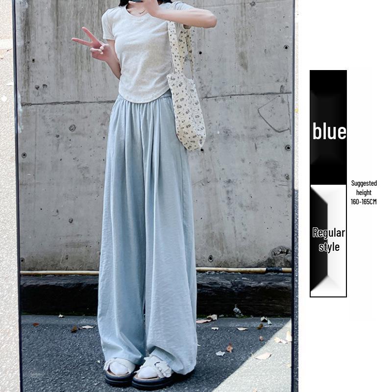 Douyin Quality Women's Summer 2025 Ice Silk Wide-Leg Pants - Casual & Thin Style