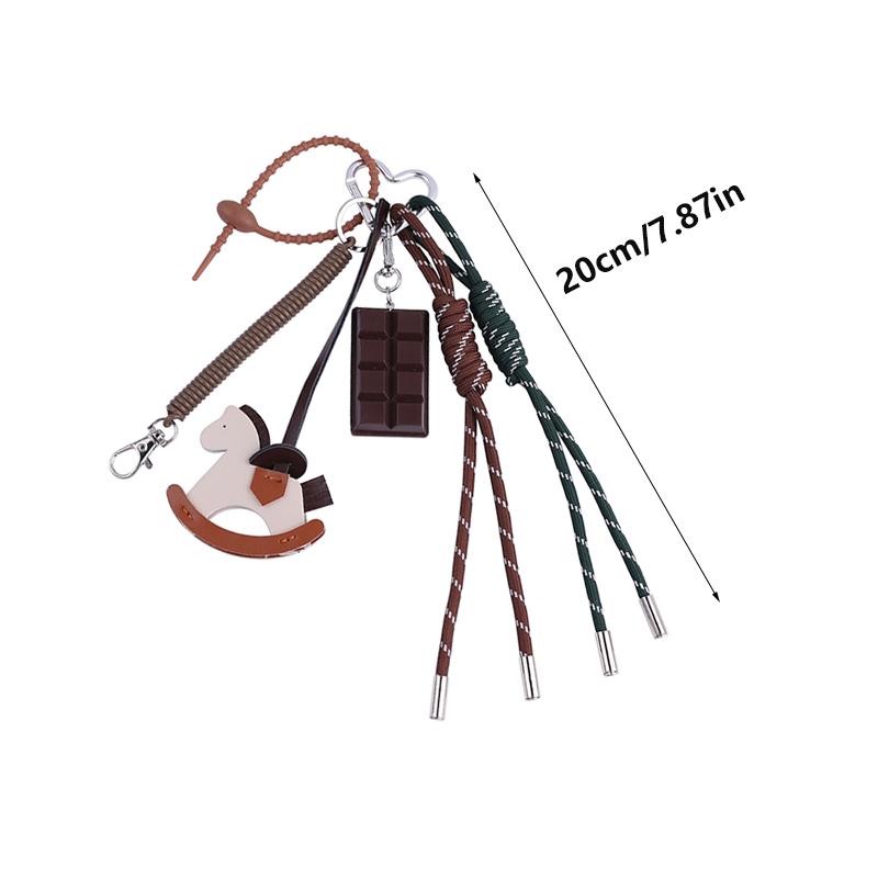 Yogodlns Chocolate Braided Rope Bag Pendant Vintage Trojan Horse Handbag Backpack Hanging Bag Accessories