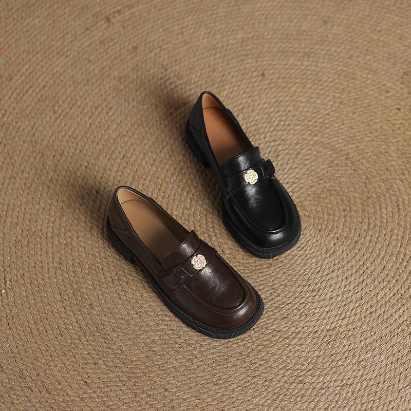 Женские мокасины весна-осень универсальные удобные толстые каблуки низкие повседневные туфли большого размера