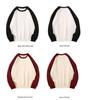 Women's Color Block Raglan Sweatshirt - Thin Long Sleeve, Round Neck, Drop Shoulder, Loose Fit for Autumn/Winter 2024