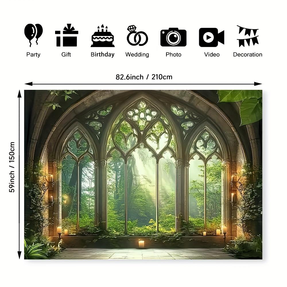 1 piece of gothic forest, gothic cathedral window, polyester fiber photograph background, decorative banner