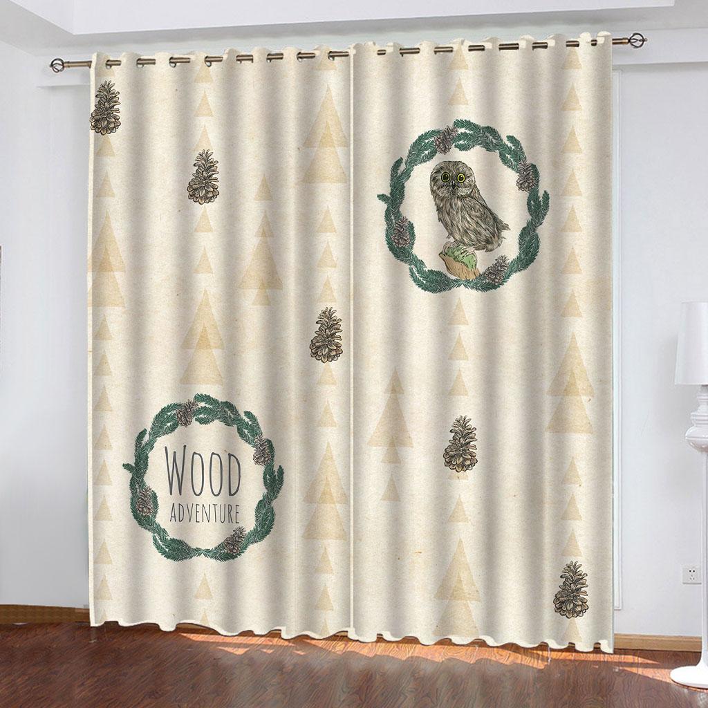 Рождественские печатные шторы Cortinas из 100% полиэстера для гостиной, спальни, затемняющие шторы, перфорированные кухонные аксессуары, защита от пыли